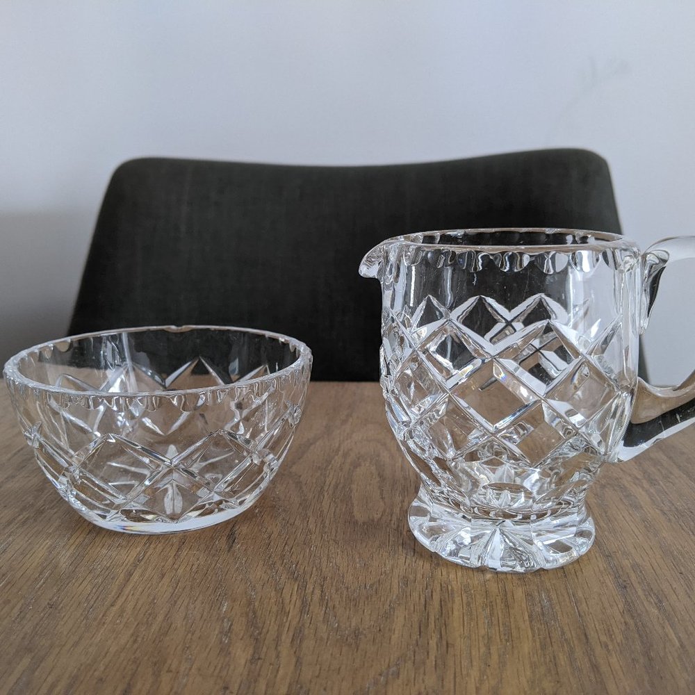 Vintage Cut Glass Sugar Bowl and Creamer